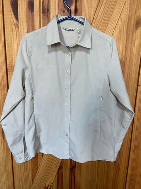 ☀️3for $20 Elements Women's Button-Down Shirt in Light Beige outdoors